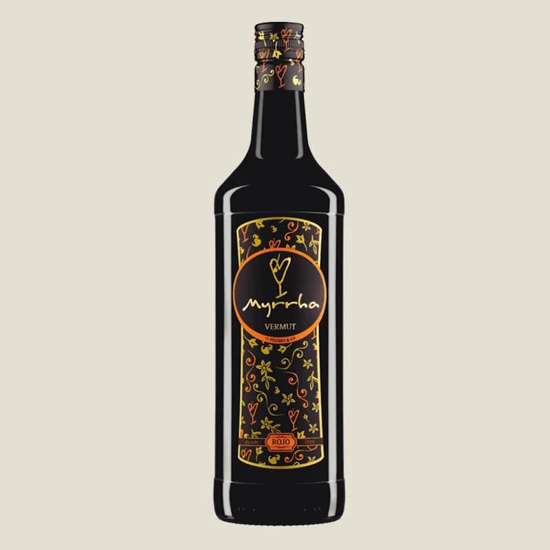 Vermut Myrrha Rojo, botella de vermut rojo tradicional