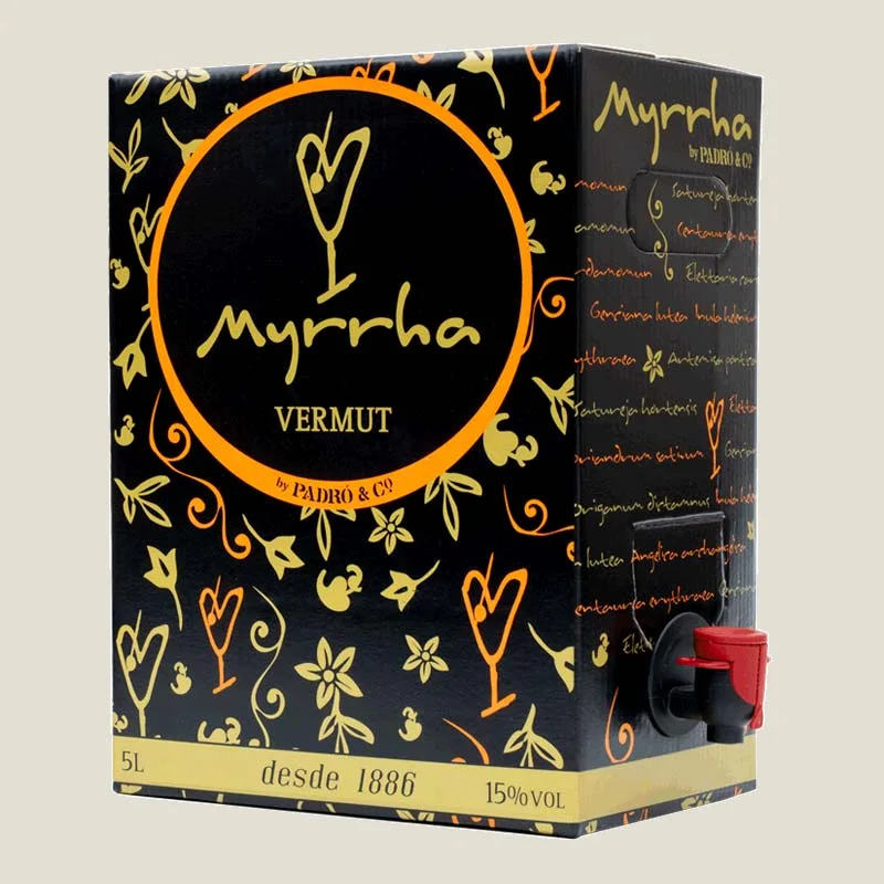Vermut Myrrha Rojo Bag in Box 5L, ampolla de vermut vermell tradicional format gran